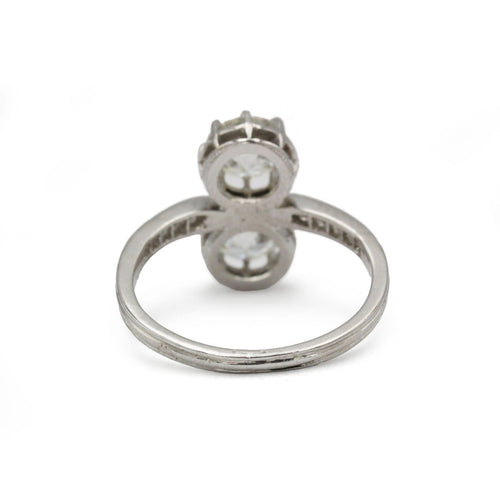 Bague 54 Bague toi et moi Art déco en platine, deux diamants env. 1,70 ct 58 Facettes 1349
