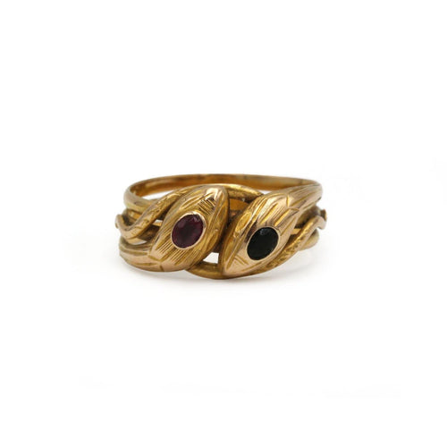 Bague 63 Bague serpent ancienne en or jaune 750 avec rubis et saphir 58 Facettes 1358