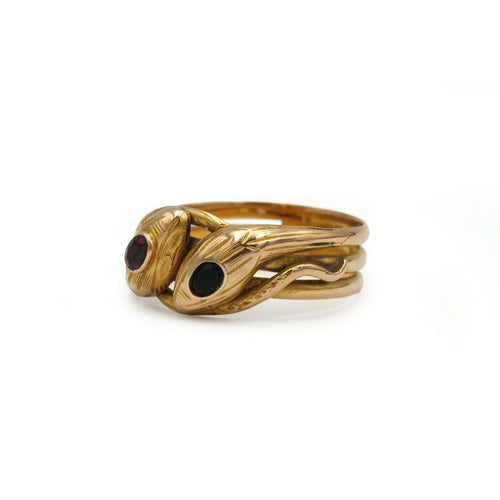 Bague 63 Bague serpent ancienne en or jaune 750 avec rubis et saphir 58 Facettes 1358