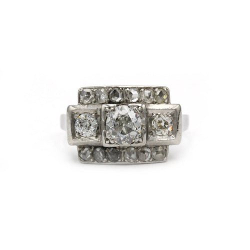 Bague 53 Bague Art déco en platine et diamants taille ancienne 58 Facettes 1383