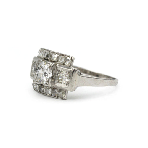 Bague 53 Bague Art déco en platine et diamants taille ancienne 58 Facettes 1383