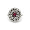 Bague 53 Bague rétro en or blanc 750 avec diamants et rubis 58 Facettes 1384