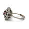 Bague 53 Bague rétro en or blanc 750 avec diamants et rubis 58 Facettes 1384