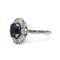 Bague 55 Bague marguerite en or blanc 750 et platine, saphir de Ceylan 2,60 ct 58 Facettes 1391