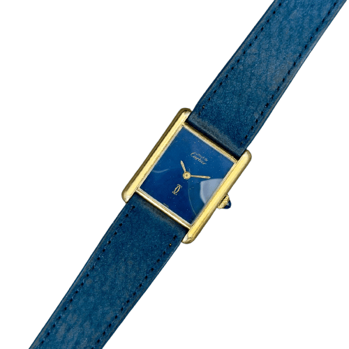 Montre Cartier Tank Must Vermeil GM - Montre à cadran bleu lapis 58 Facettes 015