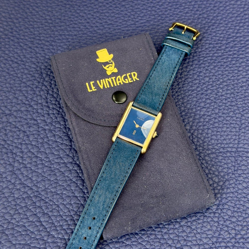Montre Cartier Tank Must Vermeil GM - Montre à cadran bleu lapis 58 Facettes 015