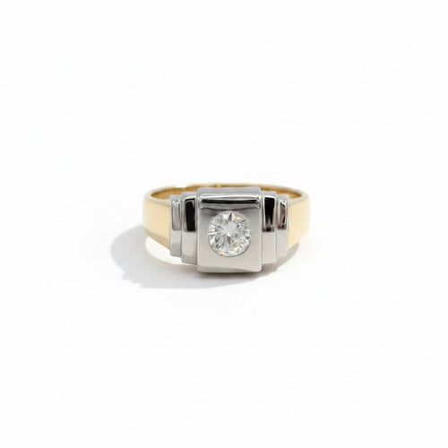 Bague 54 Art déco - Bague en or jaune et blanc 18 carats avec diamant 0,50 ct 58 Facettes 1.0001397/1