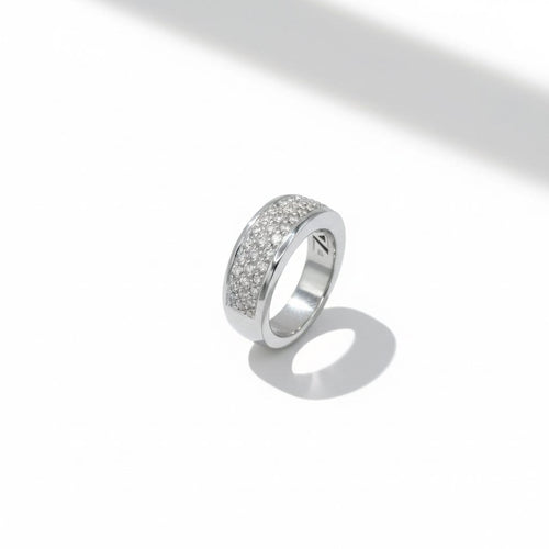 Bague 54 Bague jonc en or blanc 18 carats pavée de diamants 58 Facettes 1.0001143/1
