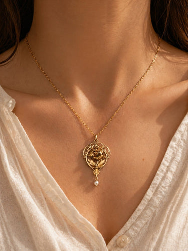 Pendentif Pendentif Art nouveau en or jaune 18K avec perle fine 58 Facettes LP1879/PNNB