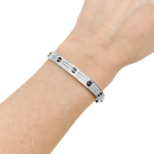 Bracelet Bracelet Cartier, "Love", or blanc, diamants et céramique. 58 Facettes 35588