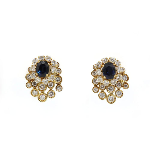 Boucles d'oreilles Boucles d’oreilles mobiles en or jaune 750, diamants et saphirs 58 Facettes 1360