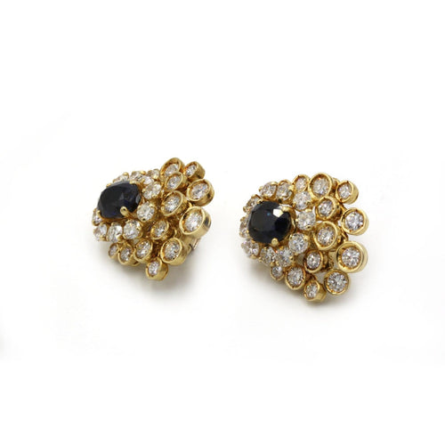 Boucles d'oreilles Boucles d’oreilles mobiles en or jaune 750, diamants et saphirs 58 Facettes 1360