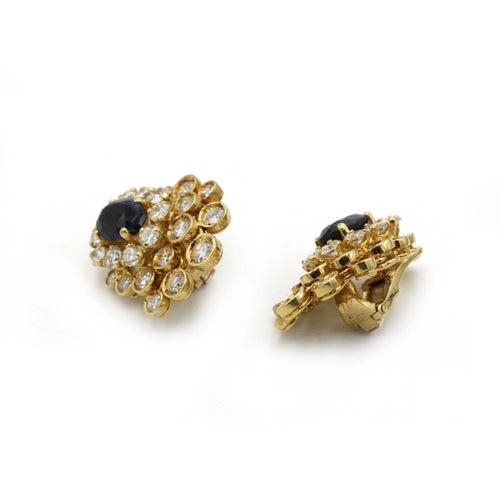Boucles d'oreilles Boucles d’oreilles mobiles en or jaune 750, diamants et saphirs 58 Facettes 1360