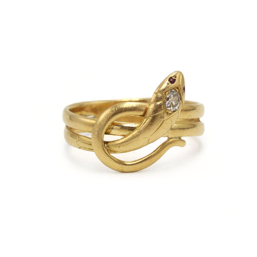 Bague 66 Bague serpent ancienne en or jaune 18K et diamant taille ancienne 58 Facettes 1389