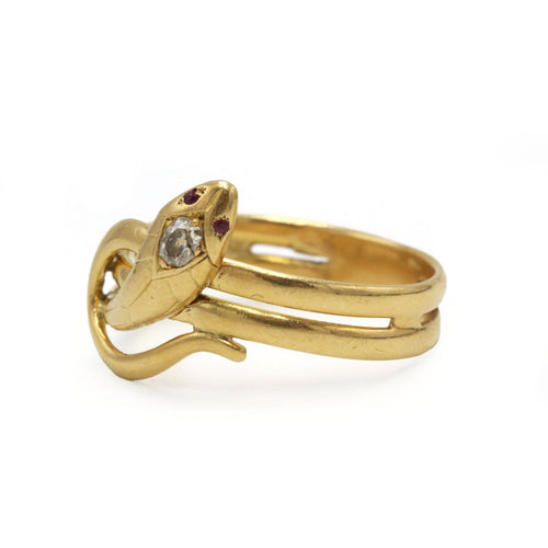 Bague 66 Bague serpent ancienne en or jaune 18K et diamant taille ancienne 58 Facettes 1389