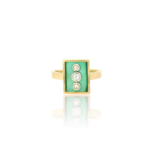 Bague 54 Bague vintage en or jaune 18K à trois diamants 58 Facettes