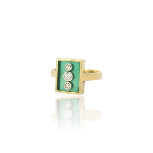 Bague 54 Bague vintage en or jaune 18K à trois diamants 58 Facettes