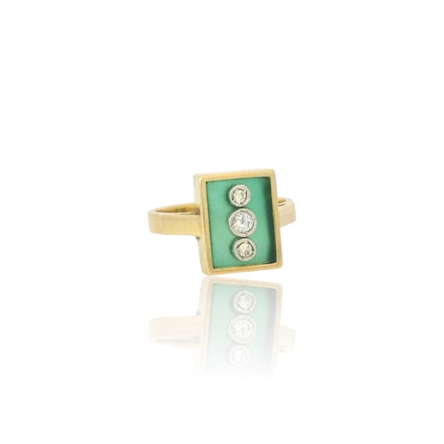 Bague 54 Bague vintage en or jaune 18K à trois diamants 58 Facettes