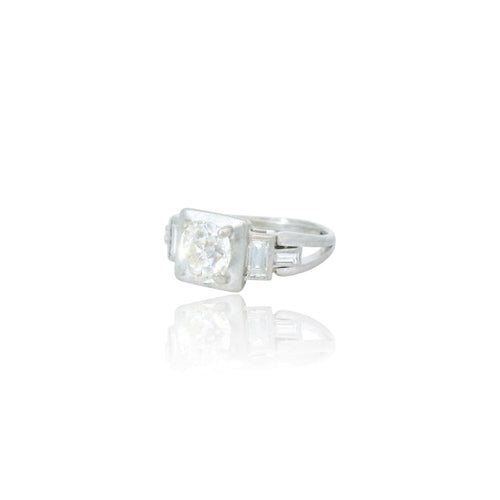 Bague 50 Bague Art déco en or blanc 18K avec diamants 58 Facettes