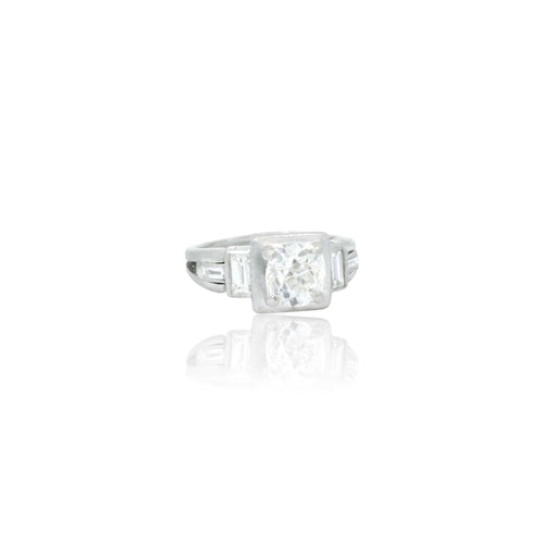 Bague 50 Bague Art déco en or blanc 18K avec diamants 58 Facettes