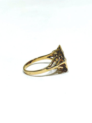 Bague 56 Augis - Bague en or jaune 18 carats, diamant et rubis synthétiques 58 Facettes id: 1753504