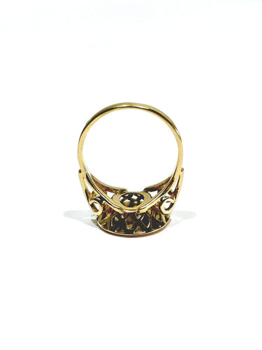 Bague 56 Augis - Bague en or jaune 18 carats, diamant et rubis synthétiques 58 Facettes id: 1753504
