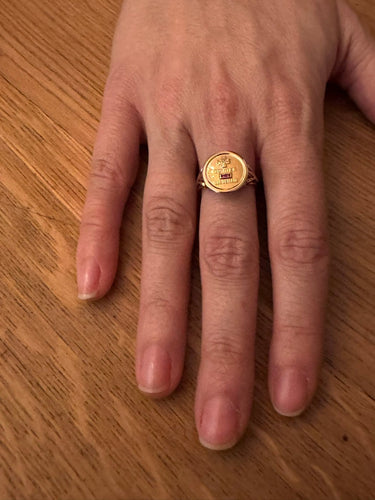 Bague 56 Augis - Bague en or jaune 18 carats, diamant et rubis synthétiques 58 Facettes id: 1753504