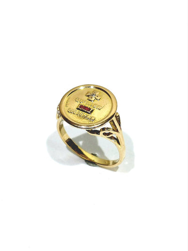 Bague 56 Augis - Bague en or jaune 18 carats, diamant et rubis synthétiques 58 Facettes id: 1753504