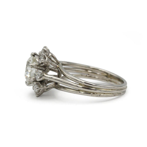 Bague 51 Bague marguerite en or 750 et platine, diamants taille ancienne 58 Facettes 1370