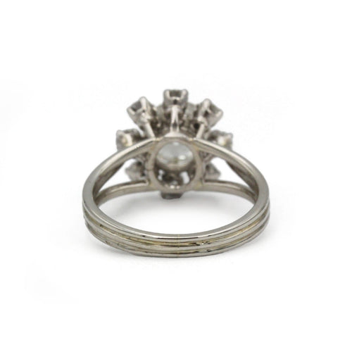 Bague 51 Bague marguerite en or 750 et platine, diamants taille ancienne 58 Facettes 1370