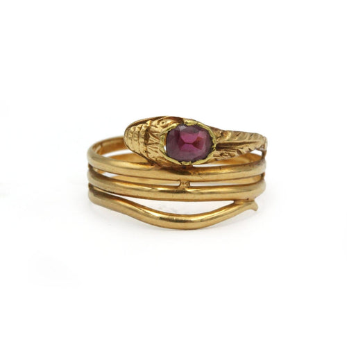 Bague 58 Bague serpent en or jaune 18K et grenat 58 Facettes 1342