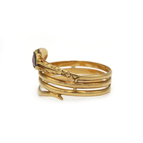 Bague 58 Bague serpent en or jaune 18K et grenat 58 Facettes 1342