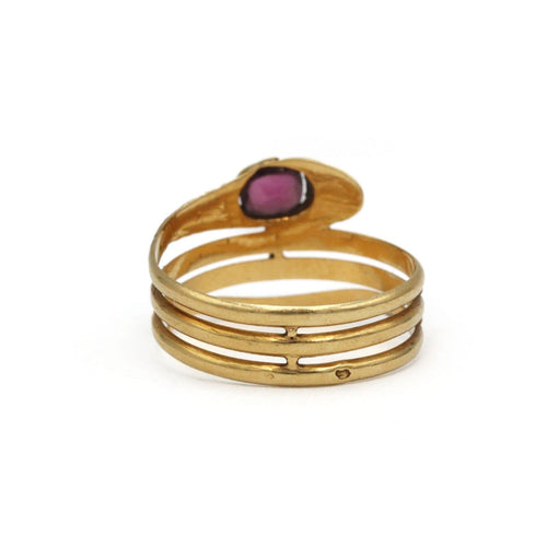 Bague 58 Bague serpent en or jaune 18K et grenat 58 Facettes 1342