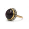 Bague 51 Bague en or jaune 750 avec diamants taille ancienne et grenat cabochon 58 Facettes 1366