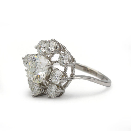 Bague 51 Bague marguerite en or blanc 750, platine et diamants taille ancienne 58 Facettes 1369