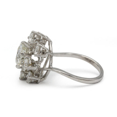 Bague 51 Bague marguerite en or blanc 750, platine et diamants taille ancienne 58 Facettes 1369