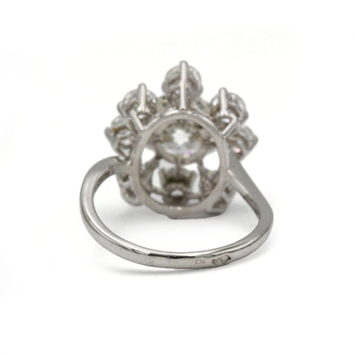 Bague 51 Bague marguerite en or blanc 750, platine et diamants taille ancienne 58 Facettes 1369