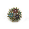 Broche Broche en or jaune 750 avec diamants, rubis, émeraudes, saphirs et turquoises 58 Facettes 1363
