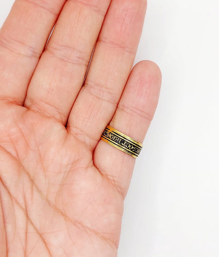 Bague 52 Bague de deuil géorgienne - Bague en or 18k à émail noir 58 Facettes A07077