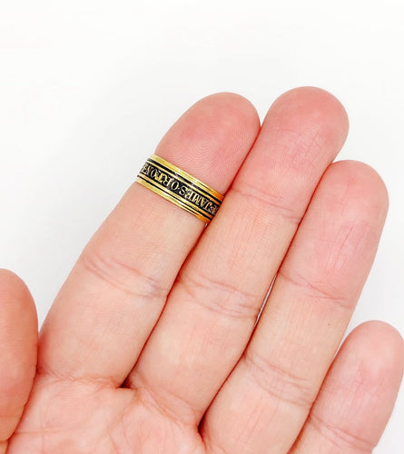Bague 52 Bague de deuil géorgienne - Bague en or 18k à émail noir 58 Facettes A07077