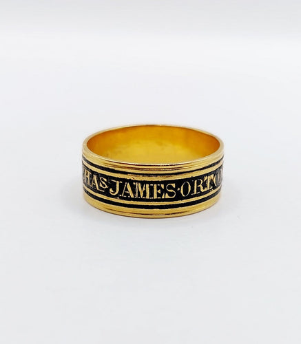 Bague 52 Bague de deuil géorgienne - Bague en or 18k à émail noir 58 Facettes A07077