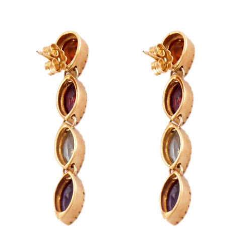 Boucles d'oreilles Boucles d'oreilles navette en or jaune et pierres fines 58 Facettes BO/220165
