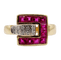 Bague 54.5 Guy Laroche - Bague rétro vintage en or 18k, diamants et rubis synthétiques 58 Facettes A07086