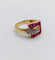 Bague 54.5 Guy Laroche - Bague rétro vintage en or 18k, diamants et rubis synthétiques 58 Facettes A07086