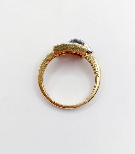 Bague 54.5 Guy Laroche - Bague rétro vintage en or 18k, diamants et rubis synthétiques 58 Facettes A07086