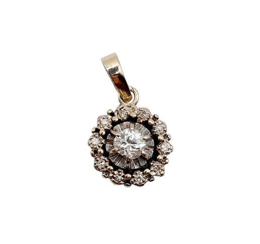 Pendentif Pendentif marguerite Art déco en or blanc 18k et diamants 58 Facettes A07088