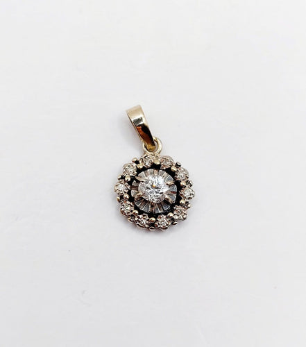 Pendentif Pendentif marguerite Art déco en or blanc 18k et diamants 58 Facettes A07088