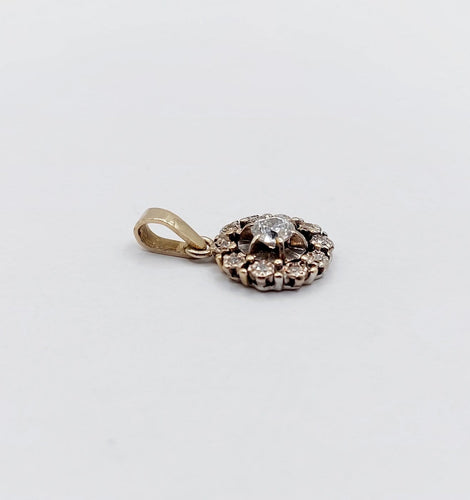 Pendentif Pendentif marguerite Art déco en or blanc 18k et diamants 58 Facettes A07088