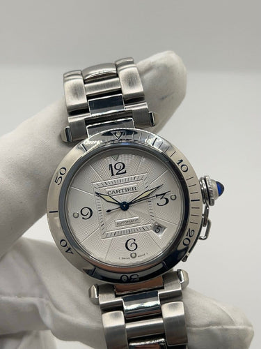 Montre Cartier Pasha - Montre automatique date en acier 38 mm 58 Facettes 1702