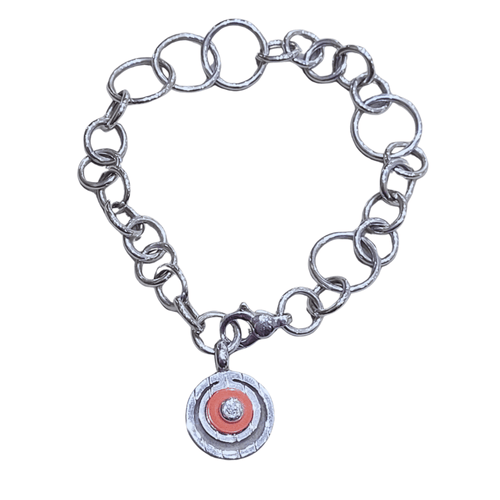 Bracelet Bracelet - Corail et diamant taille brillant en or blanc 18k 58 Facettes P94